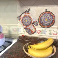 Set Agarradera + Guante De Tela Diseños Mandala Posa/pava