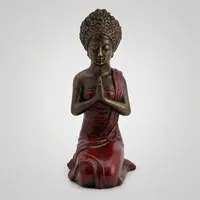 Escultura Mujer Balinesa De Fibrocemento 65 Cm Indonesia Zen Dorado