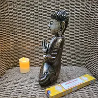 Buda En Madera De 30 Cm Importado India Tallado Y Barnizado Mix