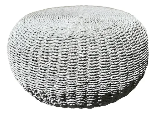 Puf Artesanal Nordico Pintado D Fibra Nartual Banco Mesa Zen