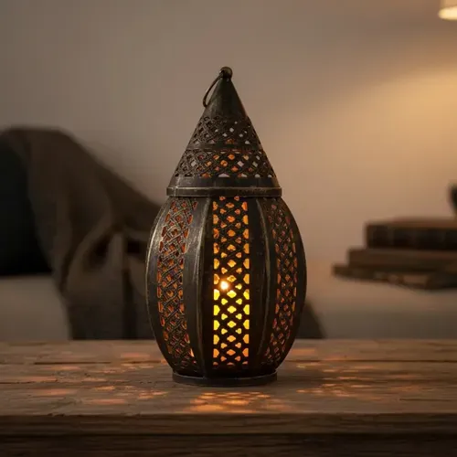 Fanal Oxido Portavela Farol Importado De India 35 Cm Alto 